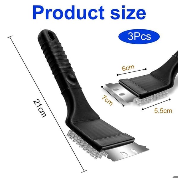 Grillborste - Rostfritt stål - 3 delar - Hård skrapa - Rostbeständig - Ergonomisk
