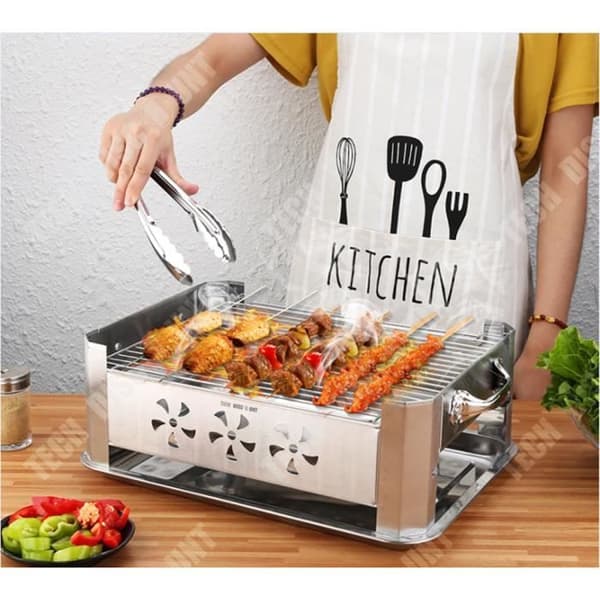 TD® bärbar kolgrill camping litet rostfritt stål hopfällbart köttbord trä rökfritt stål billig apparat ugn resa pic nic