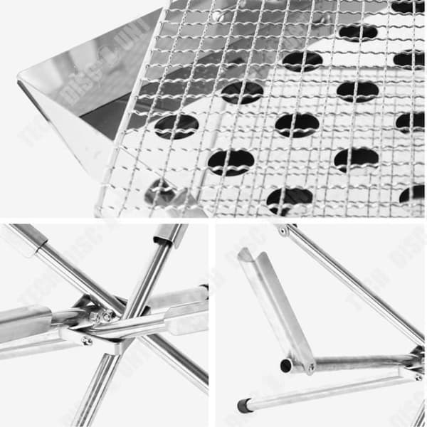 TD® Vikbar utegrill utomhusgrill spis camping hushållshus rostfritt stål träkol ved grill spis bärbar ställning