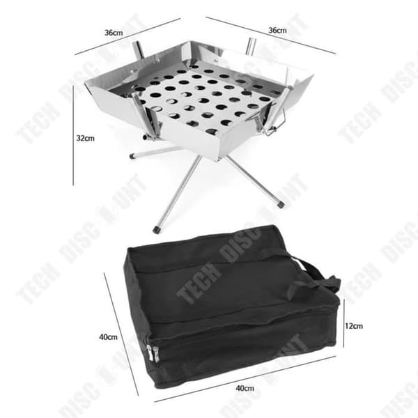 TD® Vikbar utegrill utomhusgrill spis camping hushållshus rostfritt stål träkol ved grill spis bärbar ställning