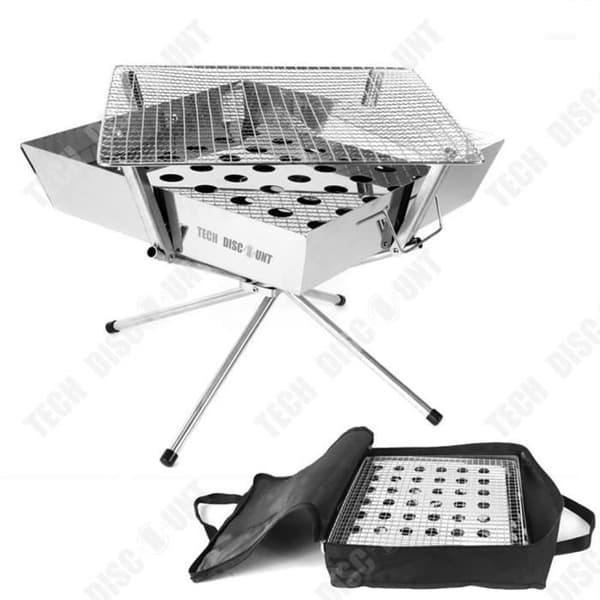 TD® Vikbar utegrill utomhusgrill spis camping hushållshus rostfritt stål träkol ved grill spis bärbar ställning