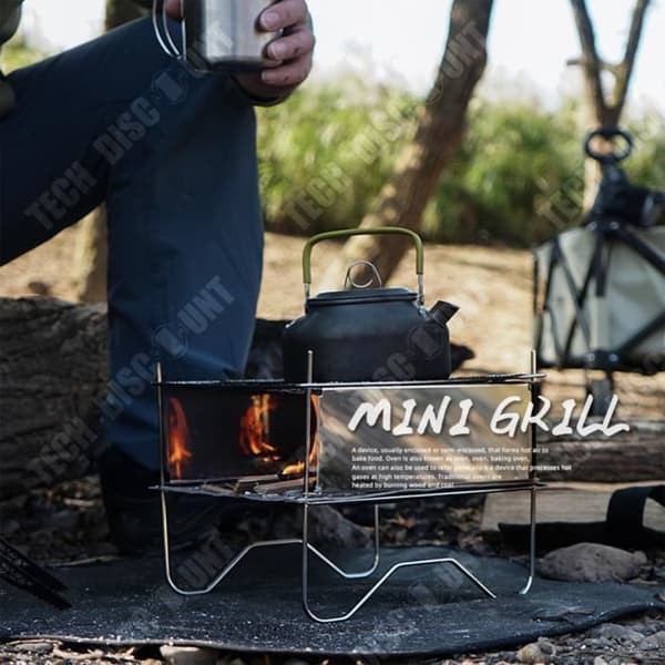 TD® Utomhus vikbar grill i rostfritt stål minicamping enkel bärbar braskamin brasstativ 304 grillnät