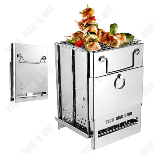 TD® Barbecue Grill Picknick Utomhus Vikbar förvaring Rostfritt stål Vedspis Grill Fyrkantig Mini Portabel Avtagbar och tvättbar