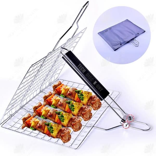 HTBE® BBQ Tools Rostfritt stål utomhus BBQ Net Square Grill Clip BBQ Clip Fiskhållare