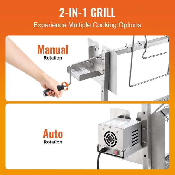 VEVOR Rotisserie Grill, 42W Kraftfuld Motor, 90 lbs Belastningsevne, Justerbare Højder