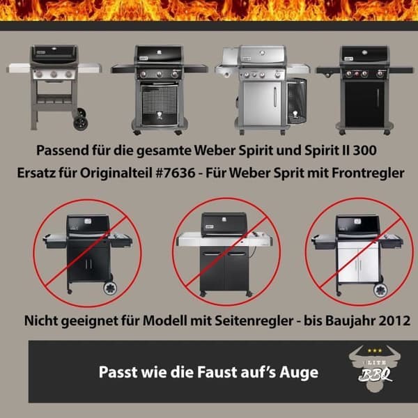 Räls av rostfritt stål för Weber Spirit 310 320 330