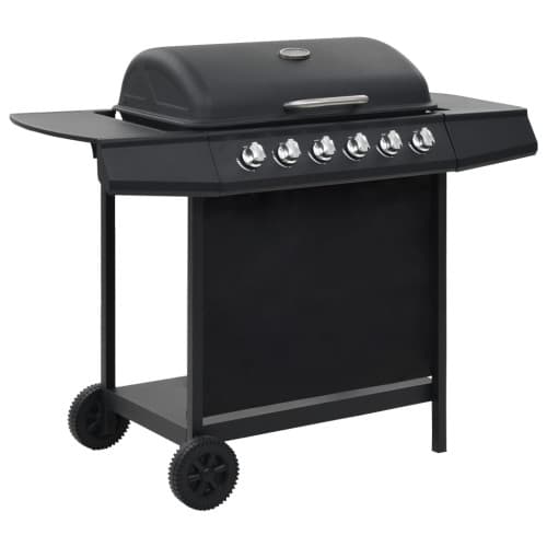 Gasolgrill med 6 grillzoner stål svart