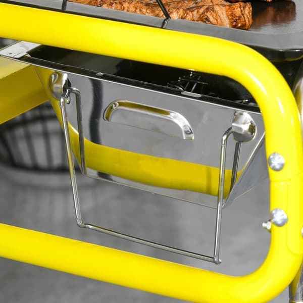 Foldbar kulgrill grill med 2 grillriste og grillplade, bærbar med aftagelig kulkurv