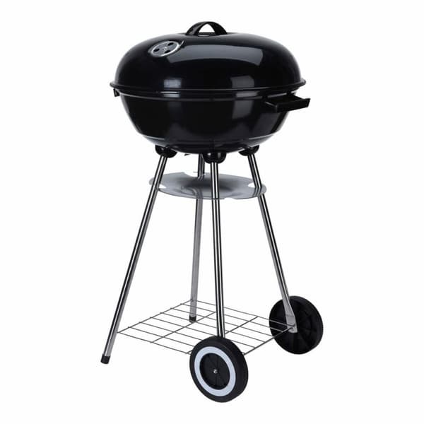Kulgrill med hjul Sort Glaseret stål Cirkulær