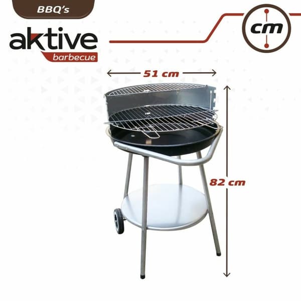 Kulgrill med hjul Aktive 51 x 51 x 82 cm Sort