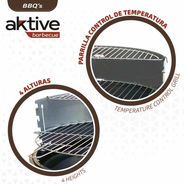 Kulgrill med hjul Aktive 51 x 51 x 82 cm Sort
