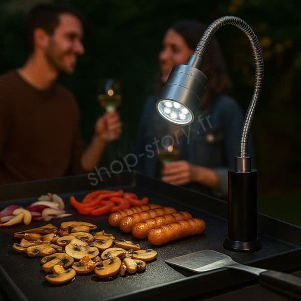 LED-lampa för grill med magnetisk bas, 360 graders vinklingsbar huvud, flexibel hals, 9 vita LEDs för camping utomhus.