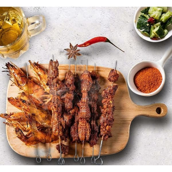 Set med grillspett för barbecue Algon Metall 35 cm 12 Delar (24 antal)