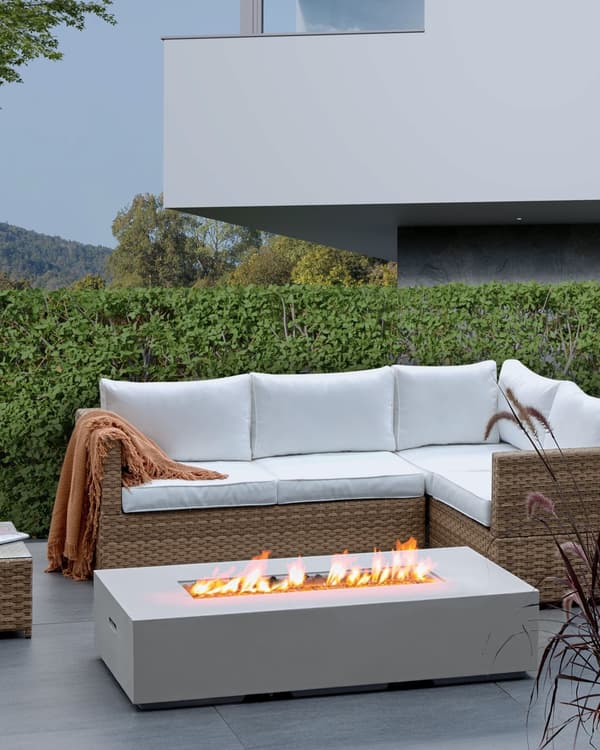 Utepeis Lysegrå 143 x 71 cm Propan Terrassevarmer Rektangulær form Moderne design Ildsted