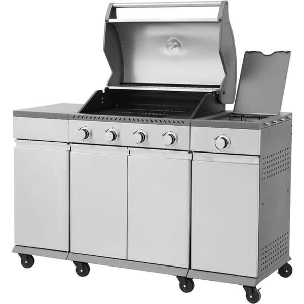 Gasolgrill - COOKING BOX - BRISBANE - Rostfritt stål - 142 X 57 X 112 cm - Grå