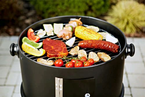 Multi 3-i-1 rund havegrill med 40 cm ryger, låg, termometer, haverøger