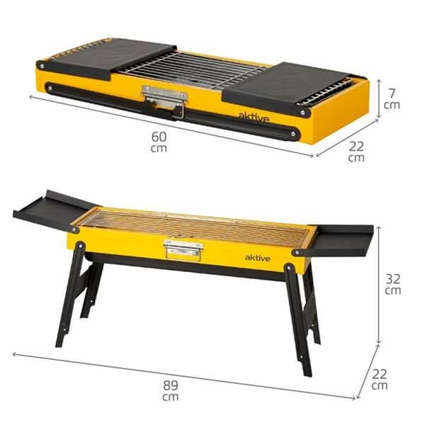 Havegrill Transportabel Aktive Stål 89 x 32 x 22 cm Gul