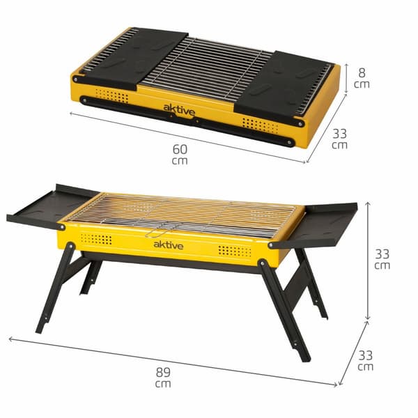 Porttakil grilli Aktive Teräs 89 x 33 x 33 cm Keltainen