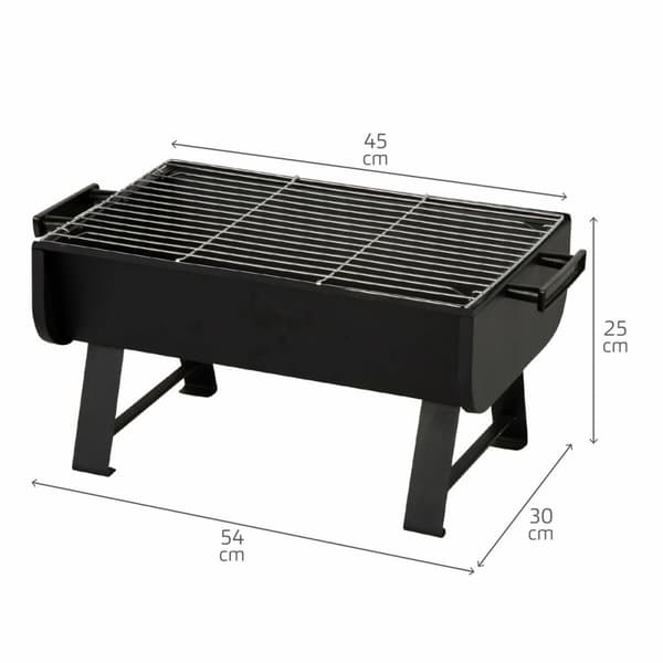 Bærbar Grill Aktive Stål 45 x 25 x 30 cm Svart (2 enheter)