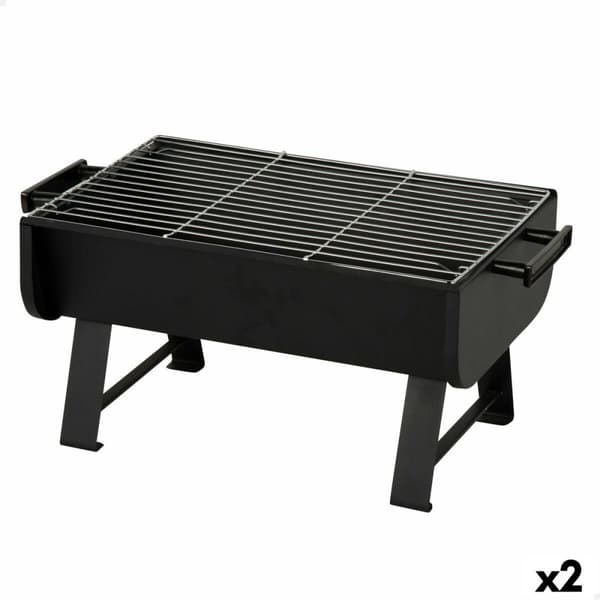 Bærbar Grill Aktive Stål 45 x 25 x 30 cm Svart (2 enheter)