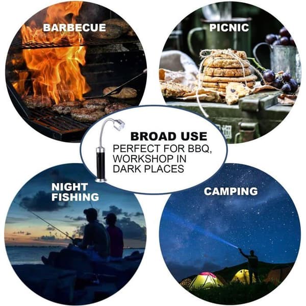 Grill Light, Barbecue Grill Ljus Super Ljus Arbetslampa med Magnetisk Bas 360° Rotering Flexibel (2 Stycken)
