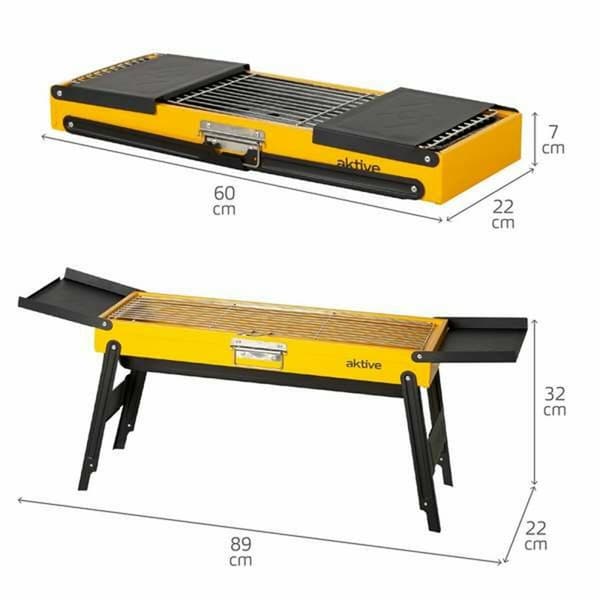 Bärbar Grill Aktive Stål 89 x 32 x 22 cm Gul