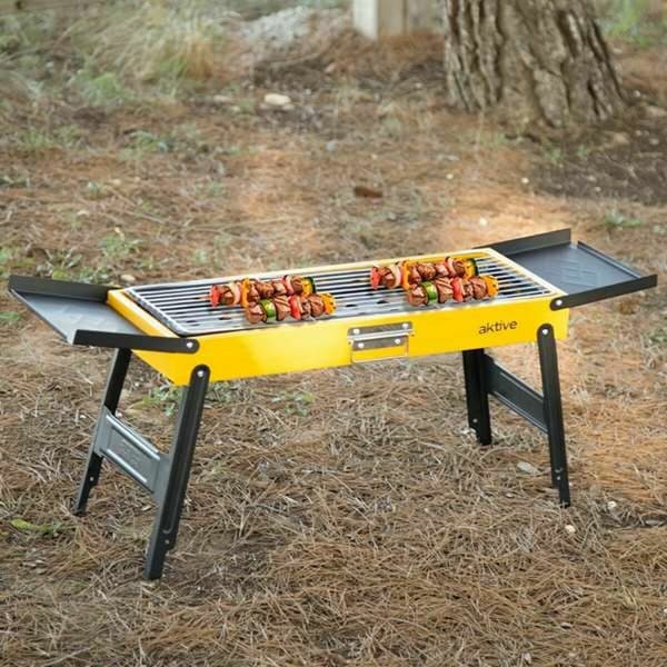 Bärbar Grill Aktive Stål 89 x 32 x 22 cm Gul