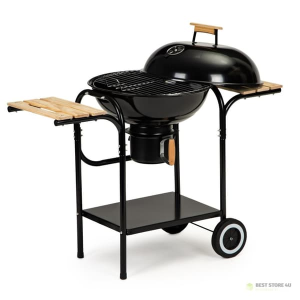 Havekulgrill med låg og hylder, rist, askeskuffe