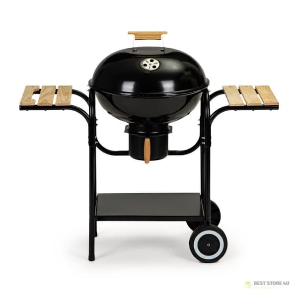 Havekulgrill med låg og hylder, rist, askeskuffe