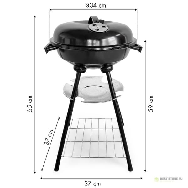 Havegrill med låg og askeskuffe