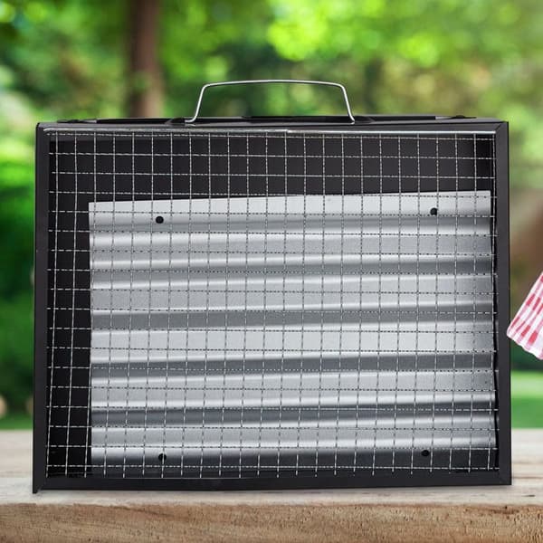 Relaxdays liten campinggrill, 4 personers resegrill, hopfällbar stålgrill HxBxD: 23 x 42,5 x 26,5 cm, svart