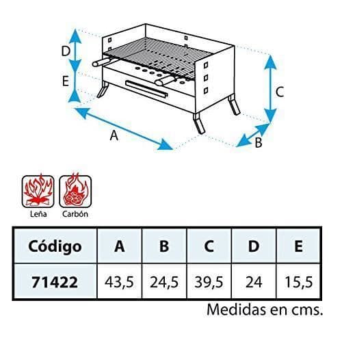 IMEX EL ZORRO Bordsgrill med grill, svart, 43,5 x 24,5 x 39,5 cm - 71422.0