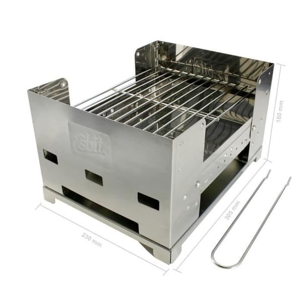 Grill - Esbit - BBQ-Box - Rostfritt stål - Justerbar höjd - Fällbar och kompakt Silver