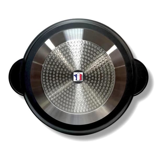 Cflagrant® Plancha/Grill/Galetière Rund stenstil Induktion non-stick beläggning Greblon C3+ tysk teknologi 36,5 cm
