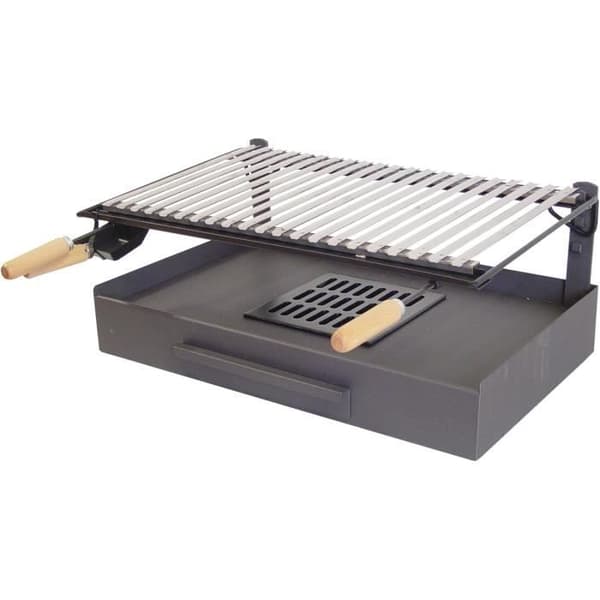 Tirrar för grill - Imex El Zorro - 71409 - Grill i rostfritt stål - 68 x 40 x 26 cm - Avtagbar