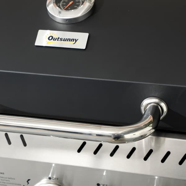 Gasgrill, 3 KW 3+1, 123x52x101 cm, Svart