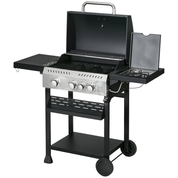 Gasgrill, 3 KW 3+1, 123x52x101 cm, Svart