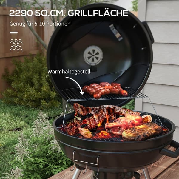 Kolgrill, 55x65x89 cm, Svart