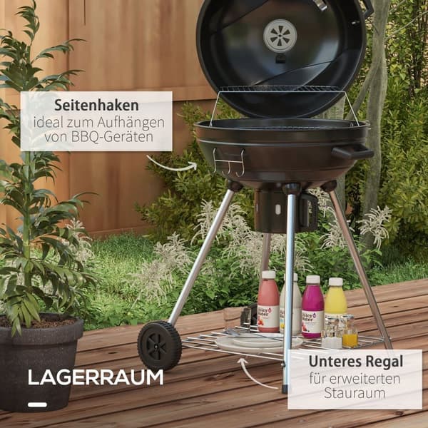 Kolgrill, 55x65x89 cm, Svart