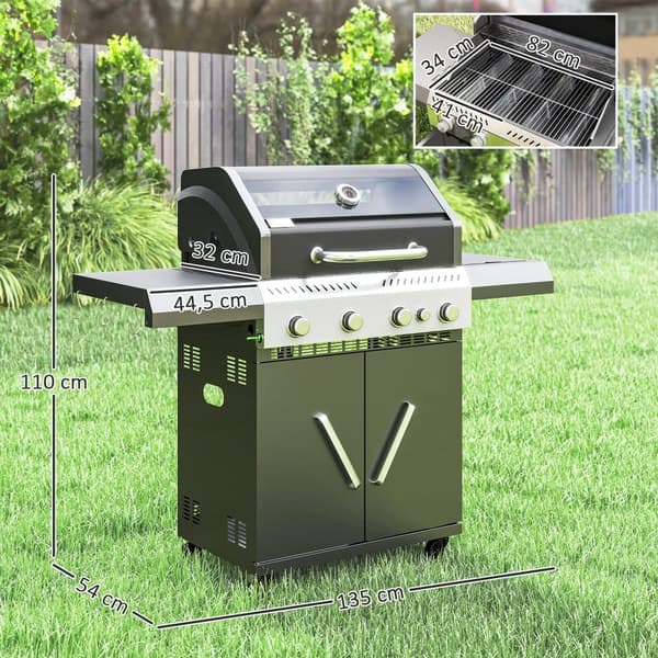 Gasgrill, 135x54x110 cm, Svart