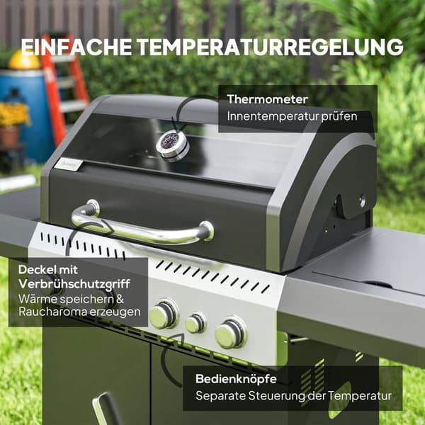 Gasgrill, 135x54x110 cm, Svart