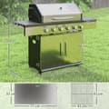 Miniatyrbillede 3 af 9: Gasgrill, 8500BTU, 141x55x110 cm, Sølv