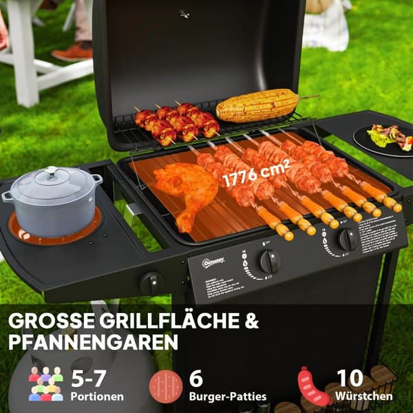 Gasgrill, 7 KW, 107x54x96 cm, Sort