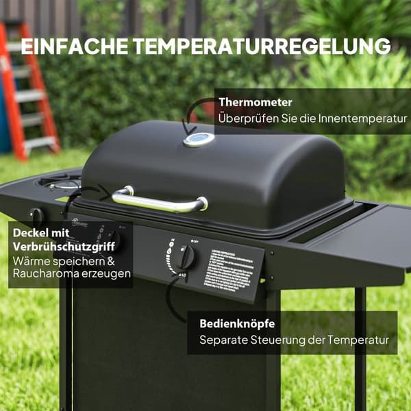 Gasgrill, 7 KW, 107x54x96 cm, Sort
