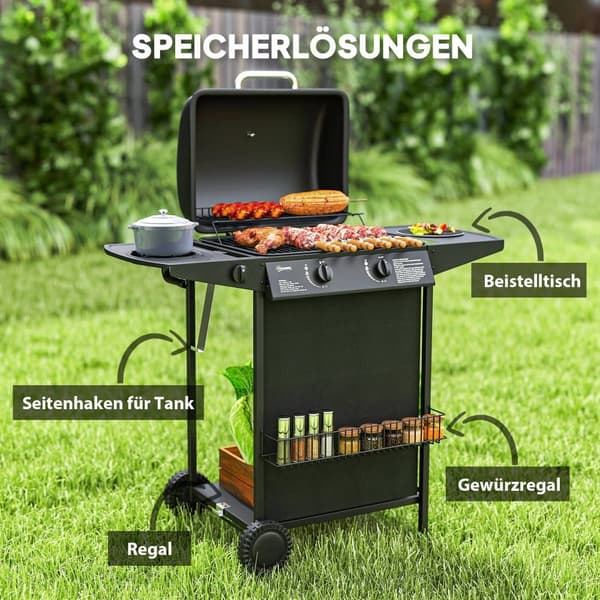 Gasgrill, 7 KW, 107x54x96 cm, Sort