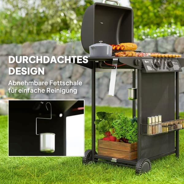 Gasgrill, 7 KW, 107x54x96 cm, Sort