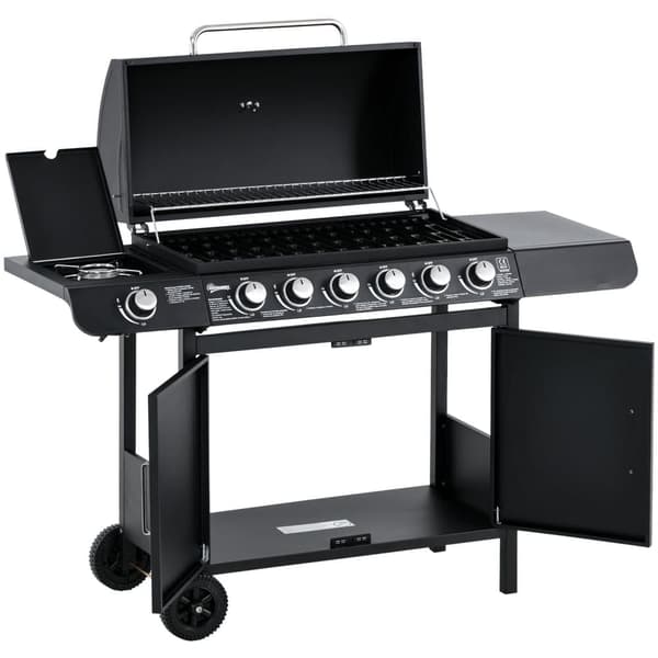 Grill för Barbecue, Gasgrill BBQ Grillvagn, 135x50x100 cm, Svart