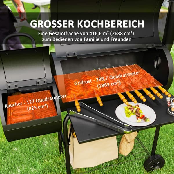 Kulgrill, 109x60x120 cm, Sort