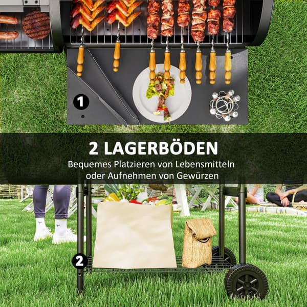 Kulgrill, 109x60x120 cm, Sort
