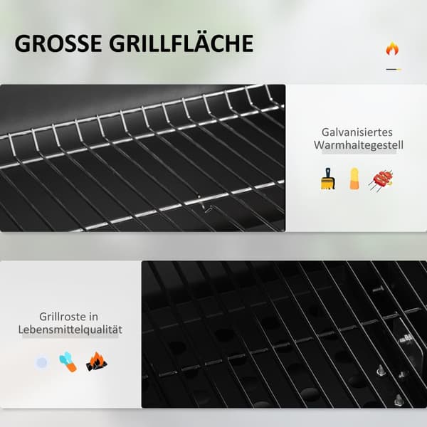 Kulgrill, 113x65x108 cm, Sort